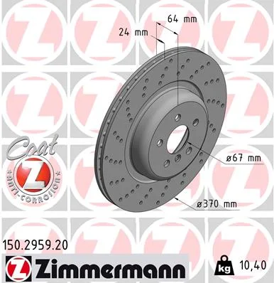 Brzdový kotouč ZIMMERMANN 150.2959.20 – OE 34216878179