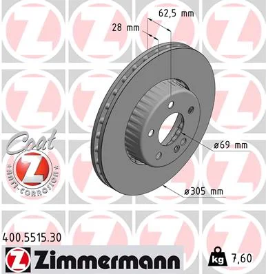 Brzdový kotouč ZIMMERMANN 400.5515.30 – OE A0004212512