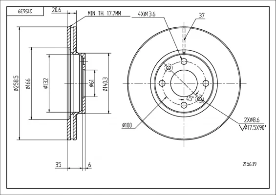 BRZ.KOTOUČ /P/CLIO 1.7,1.8I 16V 91- HART 215639