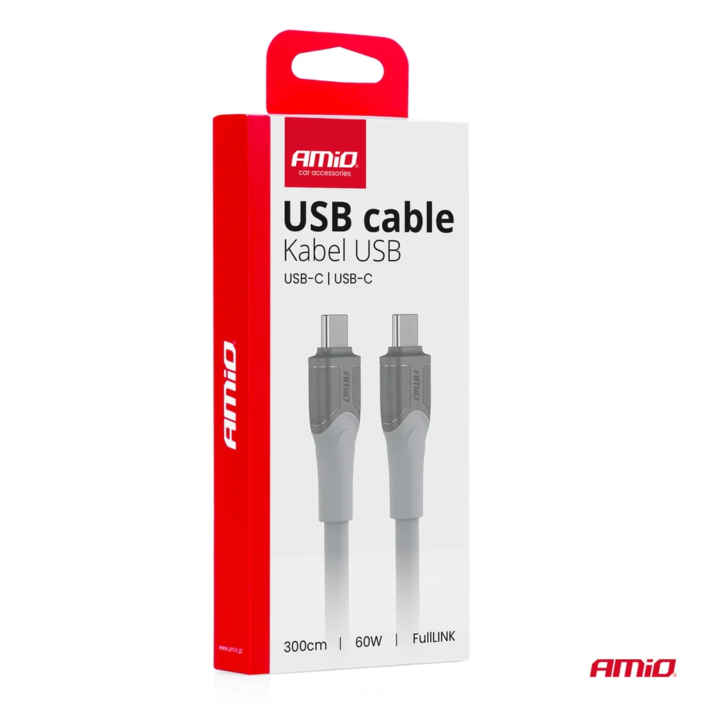 Kabel USB-C TO TYP-C 60W 300cm FullLINK model X111 AMiO-04293 - Obrázek 3