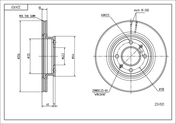 BRZ.KOTOUČ /P/ HYUNDAI I20 1.2I 09-/VENT HART 224921
