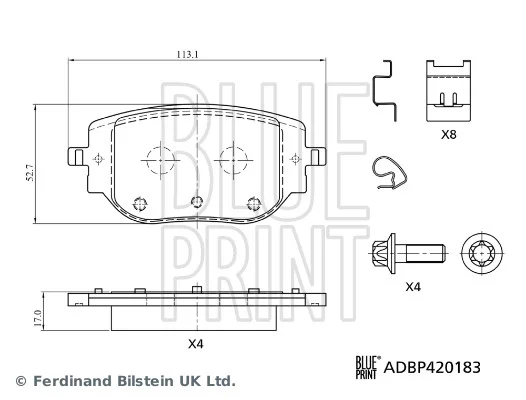 Sada brzdových destiček, kotoučová brzda BLUE PRINT ADBP420183