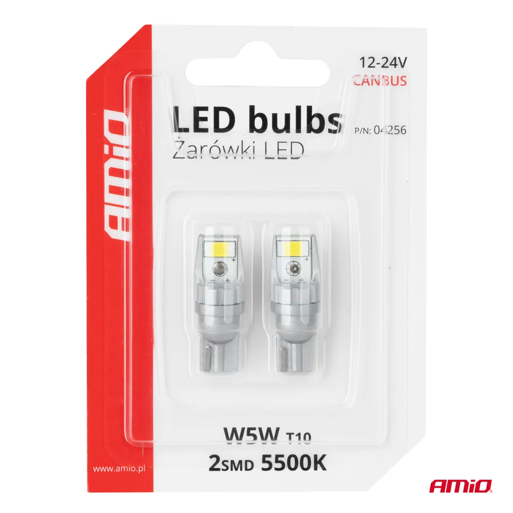 LED žárovky CANBUS T10 W5W 2SMD 3570 White 12V 24V AMiO-04256 - Obrázek 5