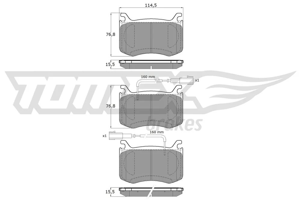 Sada brzdových destiček, kotoučová brzda Tomex Brakes TX19-56