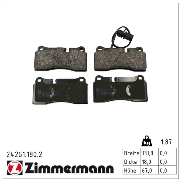 Sada brzdových destiček, kotoučová brzda ZIMMERMANN 24261.180.2