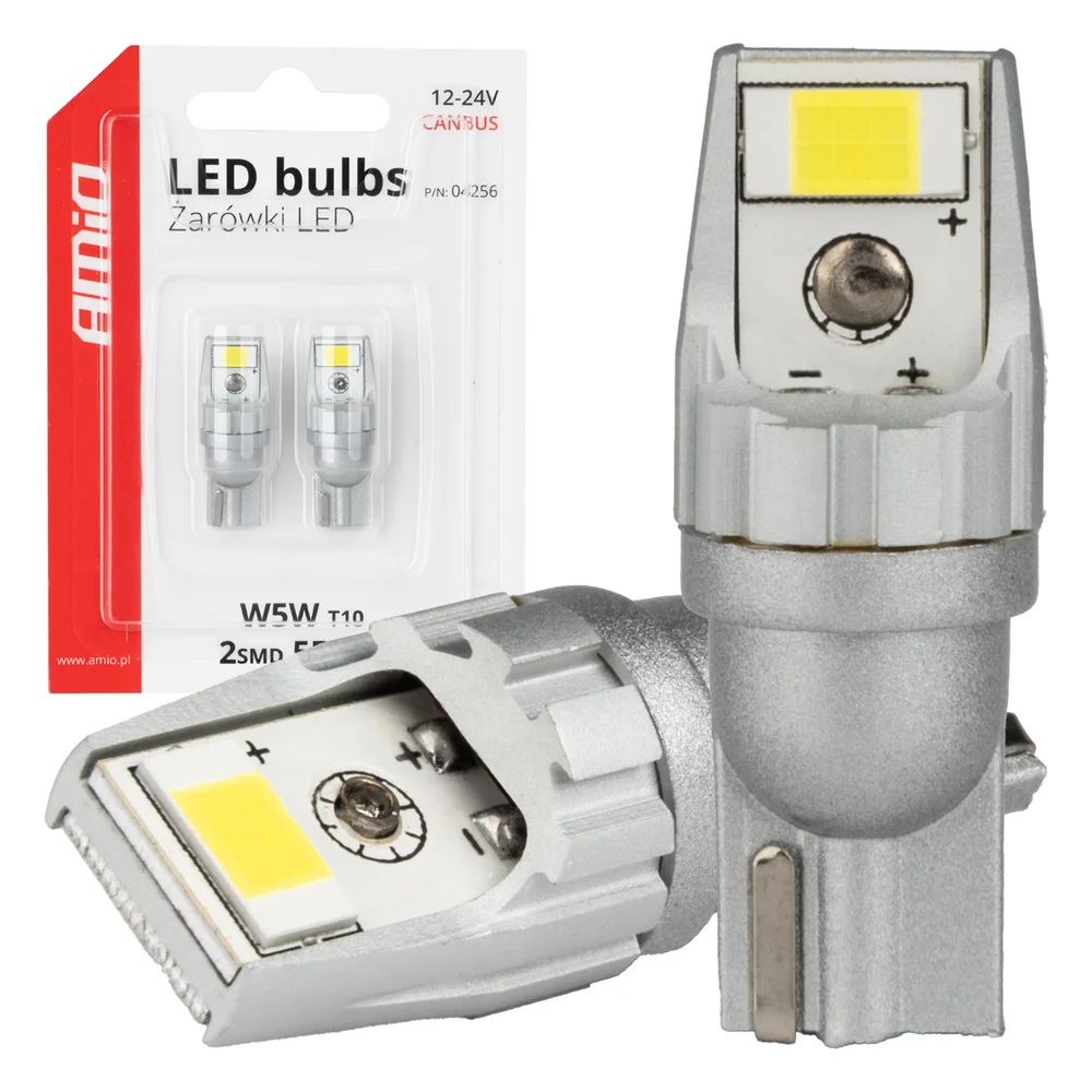 LED žárovky CANBUS T10 W5W 2SMD 3570 White 12V 24V AMiO-04256