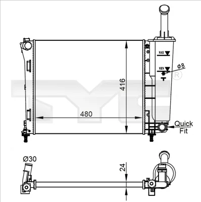 Chladič, chlazení motoru TYC 709-0022-R
